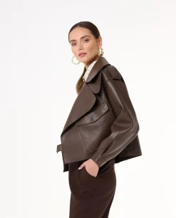 Czekoladowa ramoneska oversize Josepha