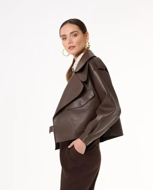 Czekoladowa ramoneska oversize Josepha