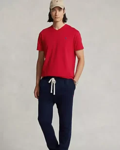 Czerwona koszulka z haftowanym logo Classic Fit