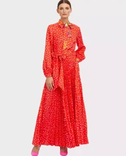Czerwona maxi sukienka w kropki Roma