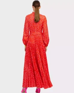 Czerwona maxi sukienka w kropki Roma