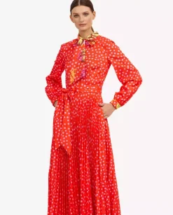 Czerwona maxi sukienka w kropki Roma