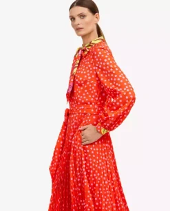 Czerwona maxi sukienka w kropki Roma