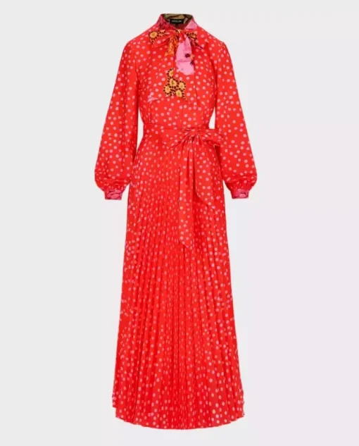 Czerwona maxi sukienka w kropki Roma