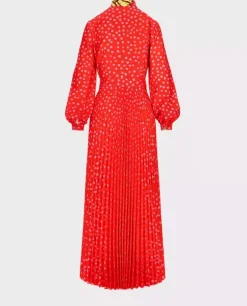 Czerwona maxi sukienka w kropki Roma