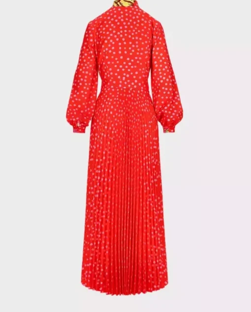 Czerwona maxi sukienka w kropki Roma