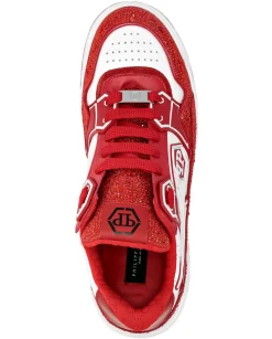Czerwone sneakersy z kryształkami