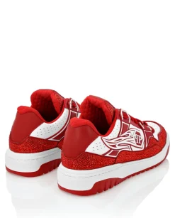 Czerwone sneakersy z kryształkami