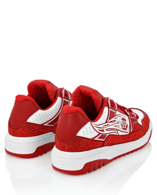 Czerwone sneakersy z kryształkami