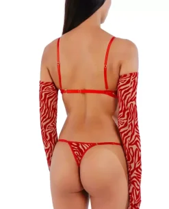 Czerwone stringi z welurowym printem Kylie