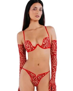 Czerwone stringi z welurowym printem Kylie