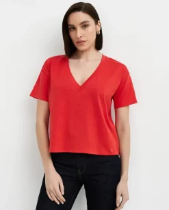 Czerwony bawełniany t-shirt