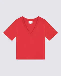 Czerwony bawełniany t-shirt