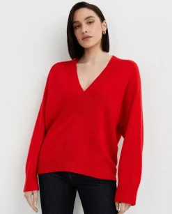 Czerwony kaszmirowy sweter