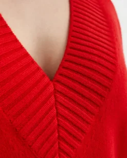 Czerwony kaszmirowy sweter