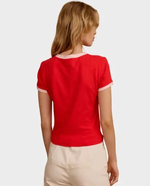 Czerwony t-shirt Cropped Sunday