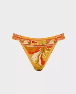 Dół od bikini w kwiaty z ozdobnymi pierścieniami
