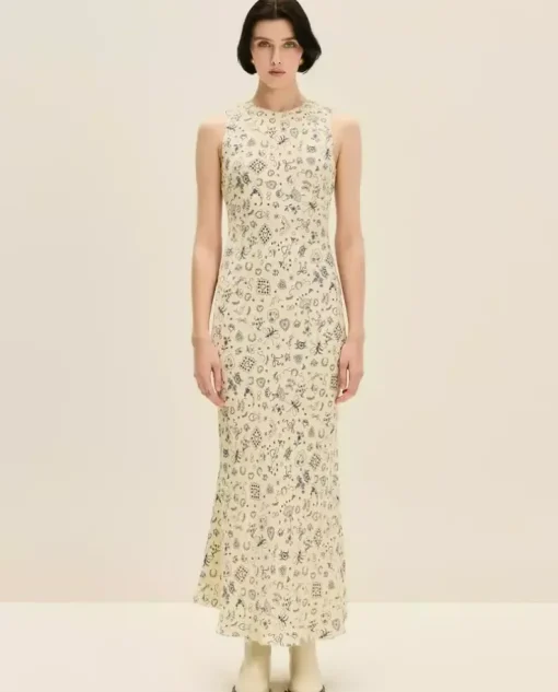 Długa sukienka z printem slip dress