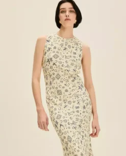 Długa sukienka z printem slip dress