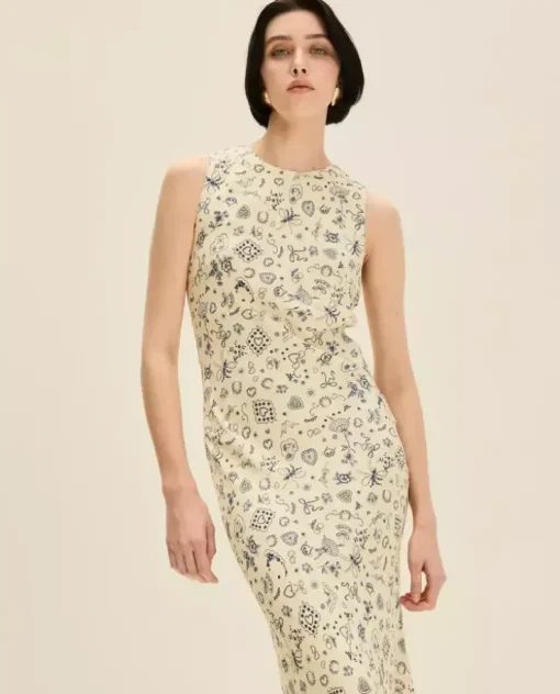 Długa sukienka z printem slip dress