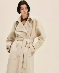 Dwurzędowy wełniany płaszcz oversize