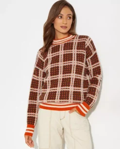 Dzianinowy sweter w kratę Marni