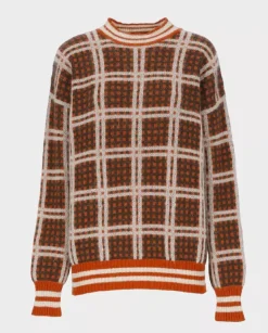 Dzianinowy sweter w kratę Marni