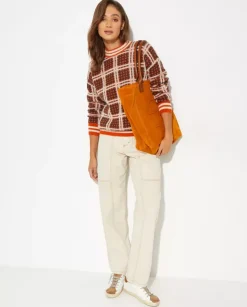 Dzianinowy sweter w kratę Marni