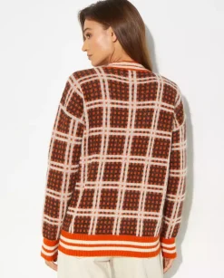 Dzianinowy sweter w kratę Marni