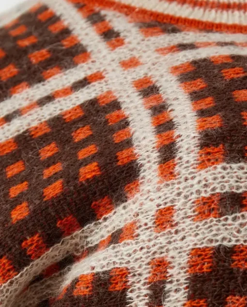 Dzianinowy sweter w kratę Marni