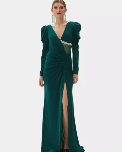 Elegancka zielona maxi sukienka Hilaria