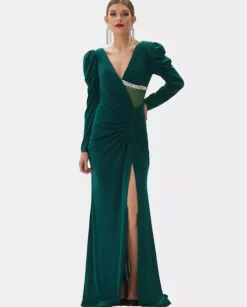 Elegancka zielona maxi sukienka Hilaria