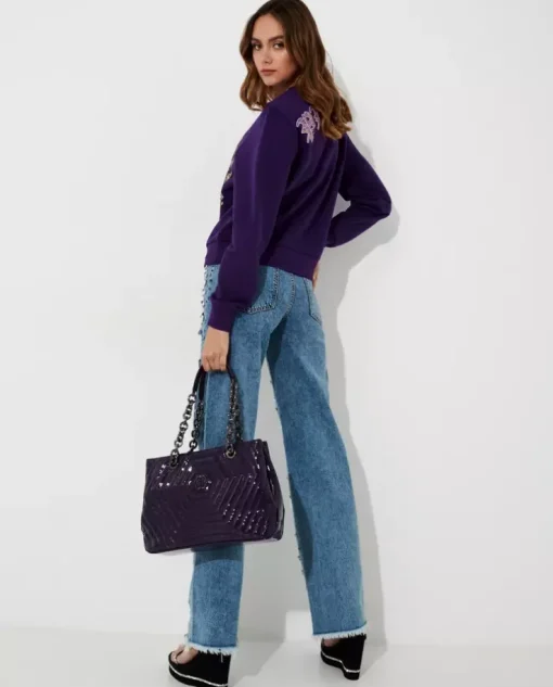Fioletowa bluza z kryształową czaszką