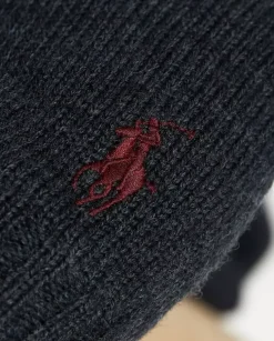 Grafitowe wełniane rękawiczki z logo