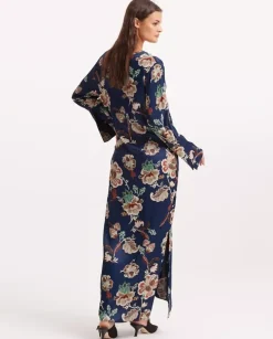 Granatowa sukienka z printem Japan