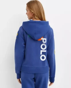 Granatowa bluza z kapturem i logo