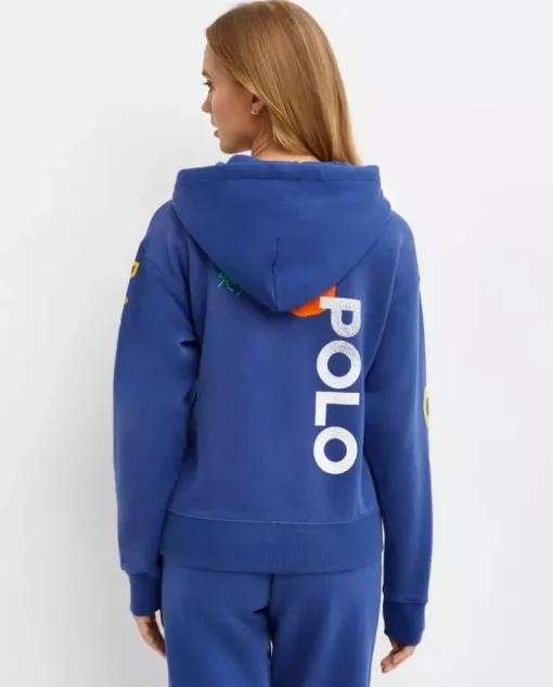 Granatowa bluza z kapturem i logo