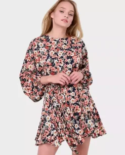 Granatowa mini sukienka w kwiaty Irka