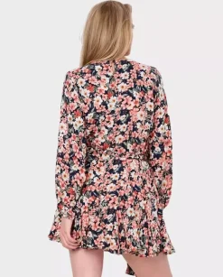 Granatowa mini sukienka w kwiaty Irka