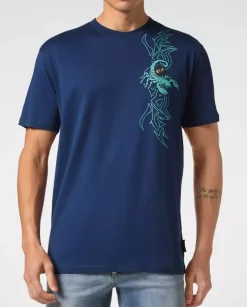 Granatowa t-shirt z nadrukiem Scorpion