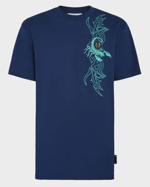 Granatowa t-shirt z nadrukiem Scorpion