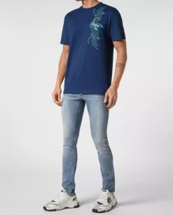 Granatowa t-shirt z nadrukiem Scorpion
