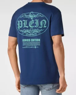 Granatowa t-shirt z nadrukiem Scorpion