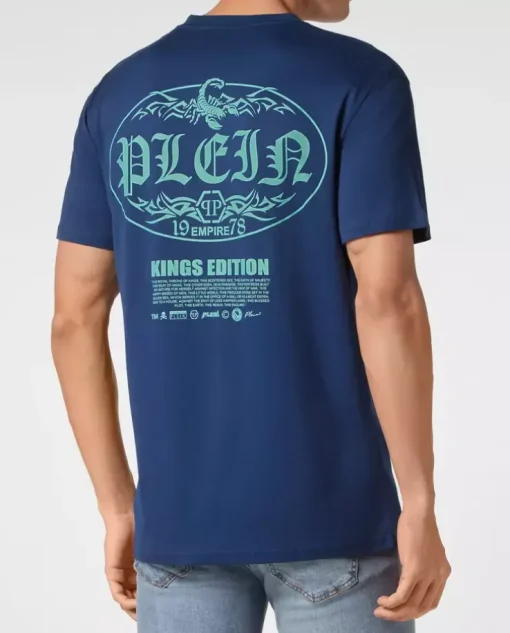 Granatowa t-shirt z nadrukiem Scorpion