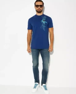 Granatowa t-shirt z nadrukiem Scorpion