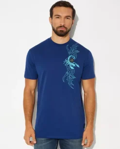 Granatowa t-shirt z nadrukiem Scorpion