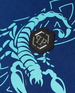 Granatowa t-shirt z nadrukiem Scorpion