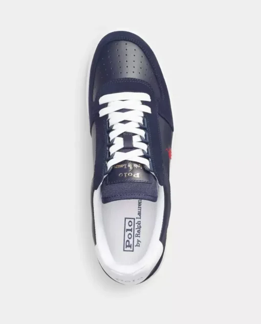 Granatowe skórzane sneakersy z logo