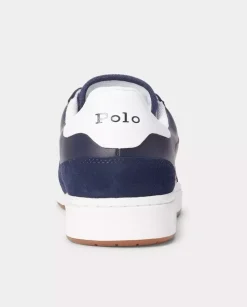 Granatowe skórzane sneakersy z logo