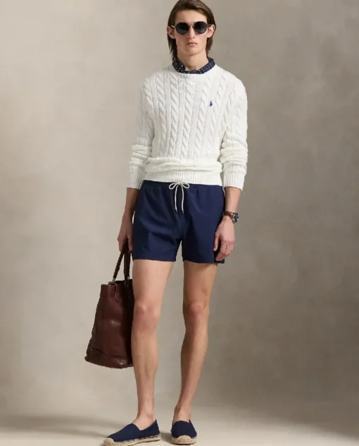 Granatowe spodenki kąpielowe Stretch Slim Fit